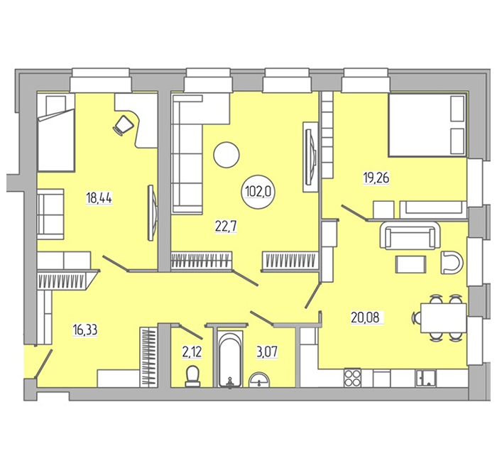 планировка квартиры 102 м2